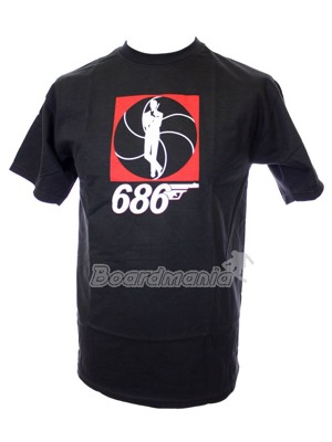 Design tri�ka inspirovan� agentem James Bond 007. �ern� z�klad tri�ka, kr�tk� ruk�v, kulat� v�st�ih a 100% bavlna.