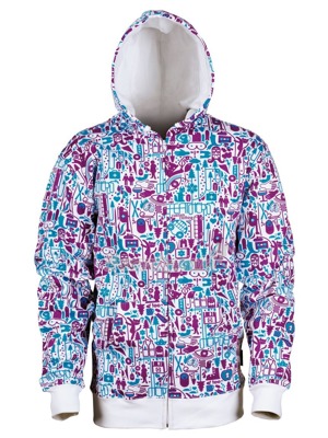 Stylov� fit slim mikina s celopoti�t�nou grafikou. Celorozepinateln� st�ih s kapuc� a rozd�lenou klokankou. 
Materi�l: 80% bavlna, 20% polyester