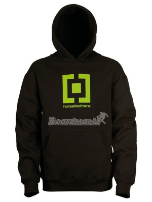 Streetov� mikina s klokankou a kapuc�. Na hrudi kontrastn� zelen� n�pis a velk� logo Horsefeathers.  Materi�l: 80% bavlna, 20% polyester