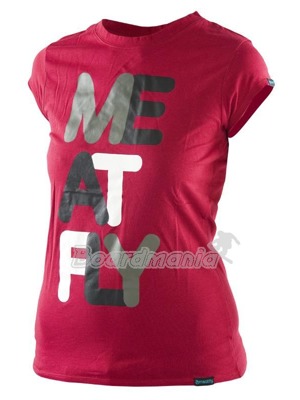 Tri�ko s origin�ln� �e�en�m potiskem. Velk� t��barevn� n�pis MeatFly je rozd�len do t�� ��dk�. V�razn� design, m�dn� barvy.