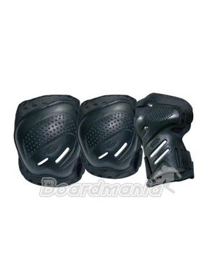 Komfortn� sada chr�ni�� na kolena, lokty a z�p�st�. Materi�l CoolMax zaji��uje velmi rychl� odvod potu od povrchu t�la do chr�ni�e a n�sledn� odpa�ov�n�. Pro sv�j atraktivn� design model obl�ben� p�edev��m u �en a d�vek.