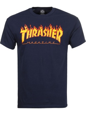 Pánské tričko Thrasher Flame Logo navy blue