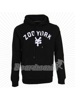 P�nsk� �ern� mikina p�es hlavu s kapuc� s velk�m na�it�m logem ZOO YORK.,60% Bavlna 40% Polyester