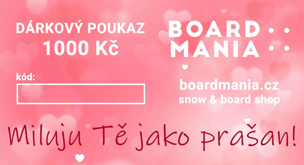 Valentýnský poukaz Boardmania v hodnotě 1000 Kč