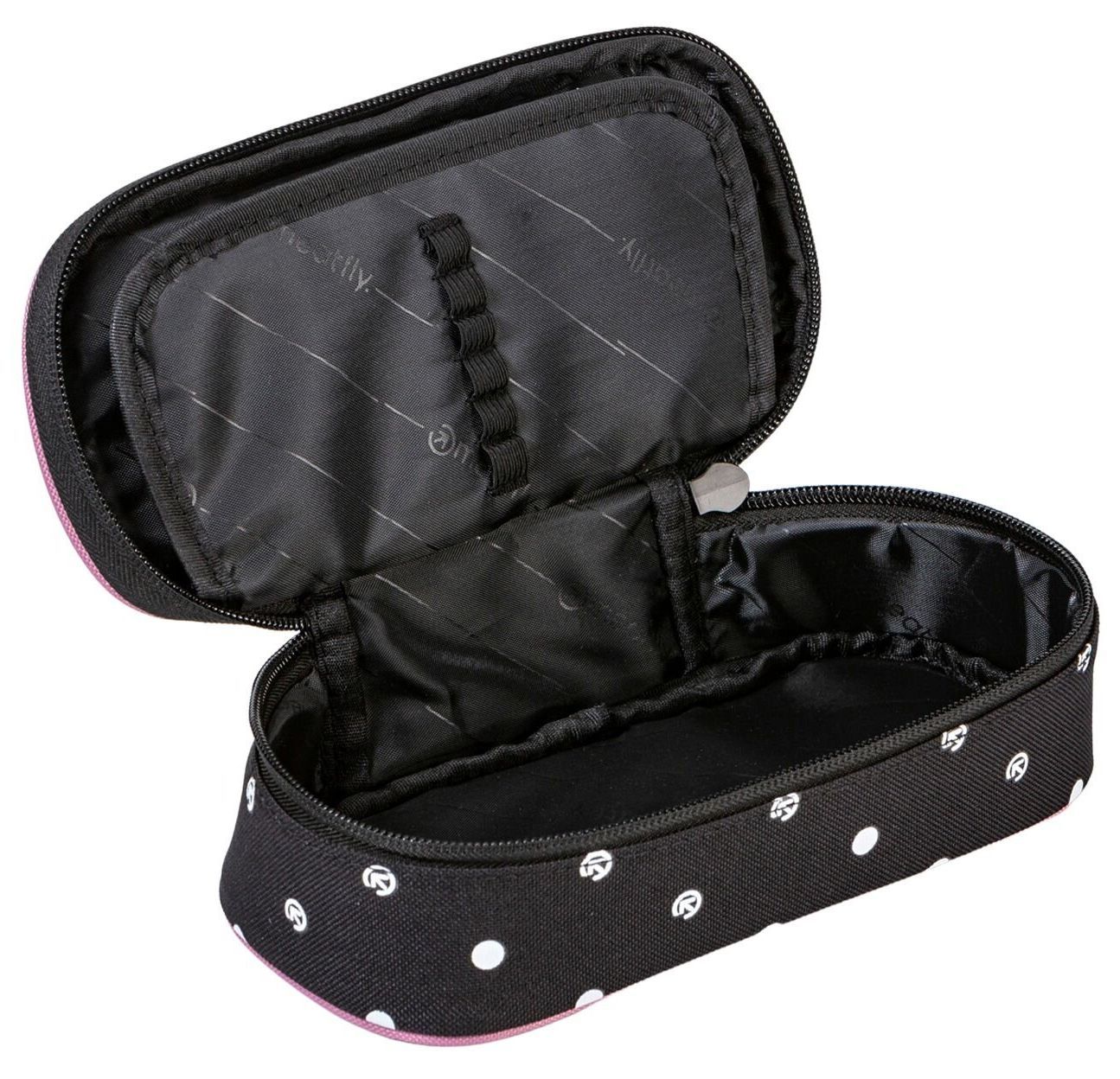 Školní penál Meatfly Pencil case Dusty Rose Black Dots