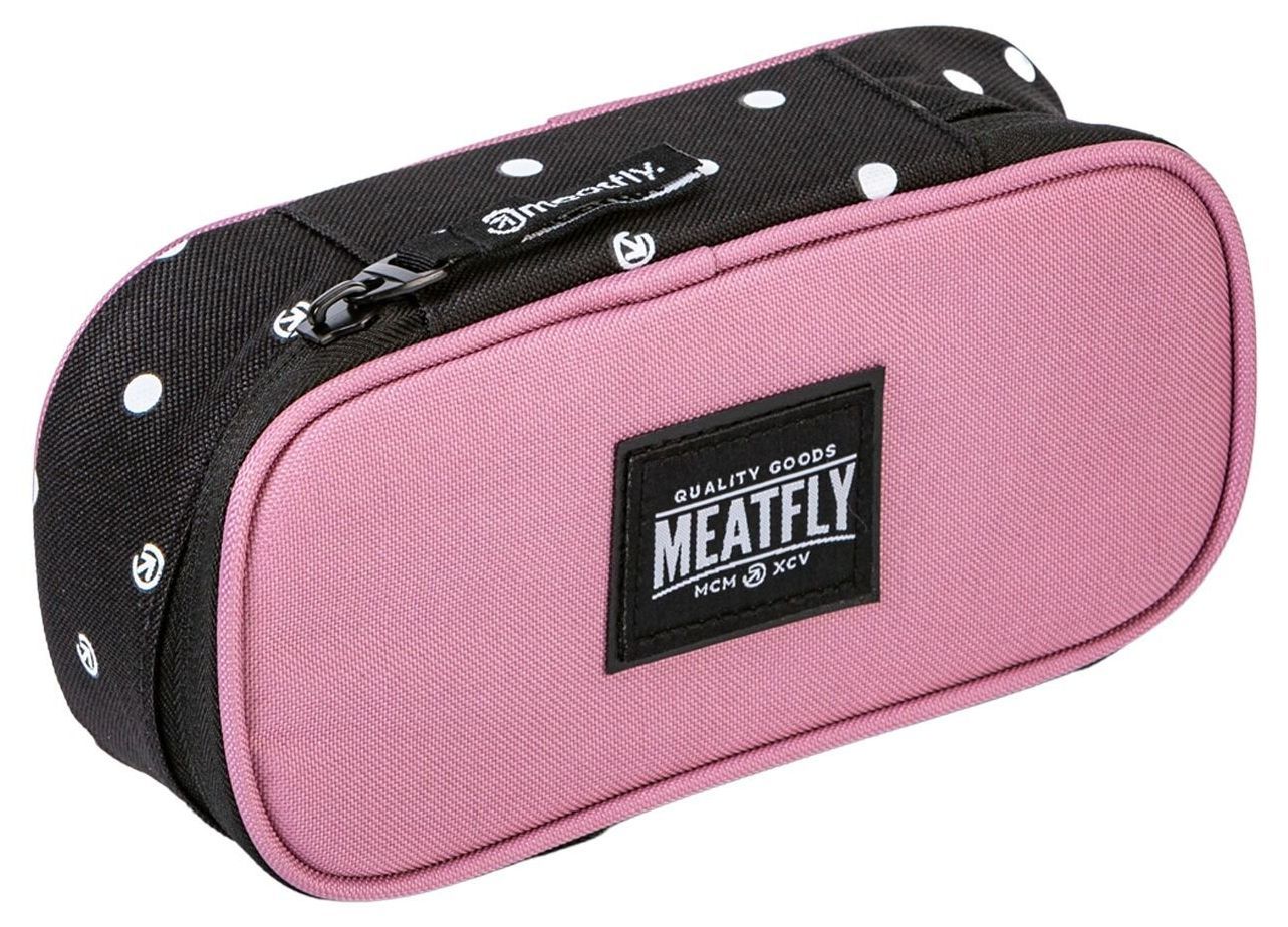 Školní penál Meatfly Pencil case Dusty Rose Black Dots