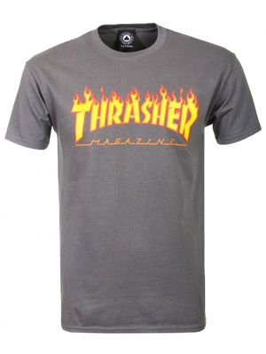 Pánské tričko Thrasher Flame Logo charcoal gray